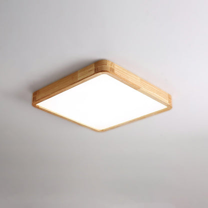 Wood Ceiling Light for Bedroom & Living Room – Geometric LED Flush Mount, Scandinavian Modern Hallway & Kitchen Ceiling Fixture