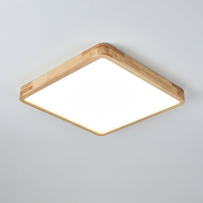 Wood Ceiling Light for Bedroom & Living Room – Geometric LED Flush Mount, Scandinavian Modern Hallway & Kitchen Ceiling Fixture