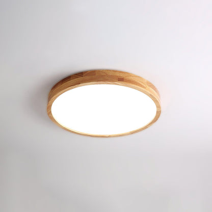Wood Ceiling Light for Bedroom & Living Room – Geometric LED Flush Mount, Scandinavian Modern Hallway & Kitchen Ceiling Fixture