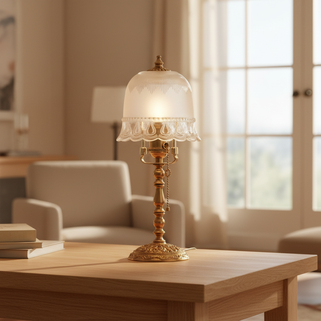 Orlisse Table Lamp on a console in a warm interior