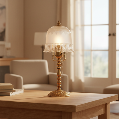 Orlisse Table Lamp on a console in a warm interior