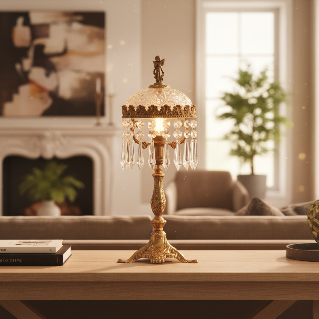 Cherubelle Table Lamp on a console in a warm interior