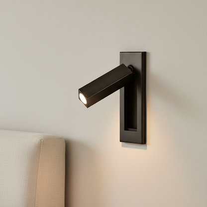 Embedded Bedside Reading Sconce close-up hero in a warm bedroom