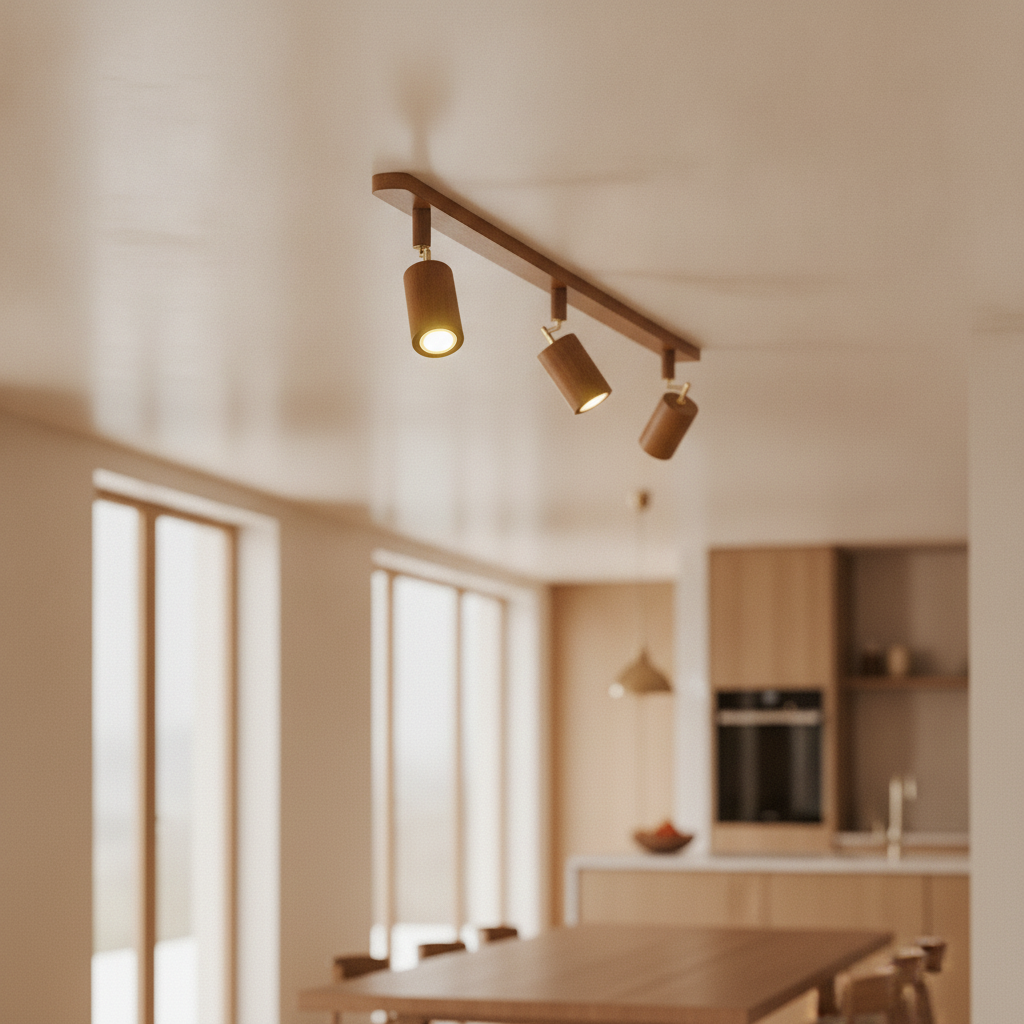 Beam Natural Wood Spotlight in a modern kitchen
